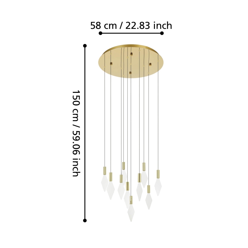 Eglo - Lampadario a sospensione con filo LED dimmerabile 10xLED/3W/230V 3000K diametro 58 cm oro