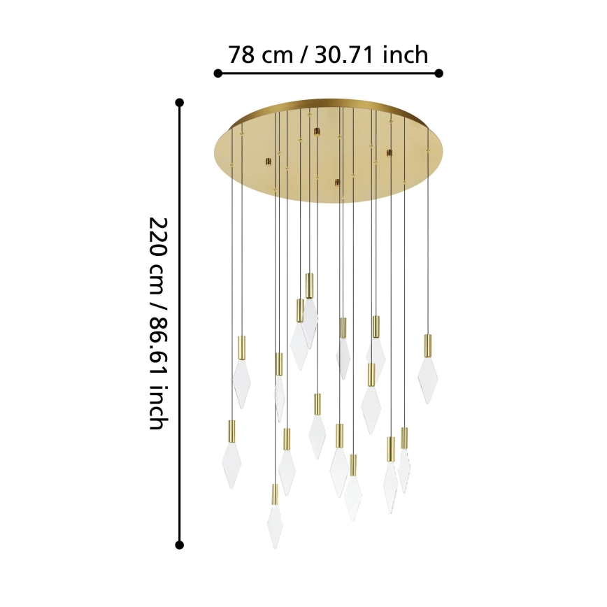 Eglo - Lampadario a sospensione con filo LED dimmerabile 16xLED/3,3W/230V 3000K diametro 78 cm oro