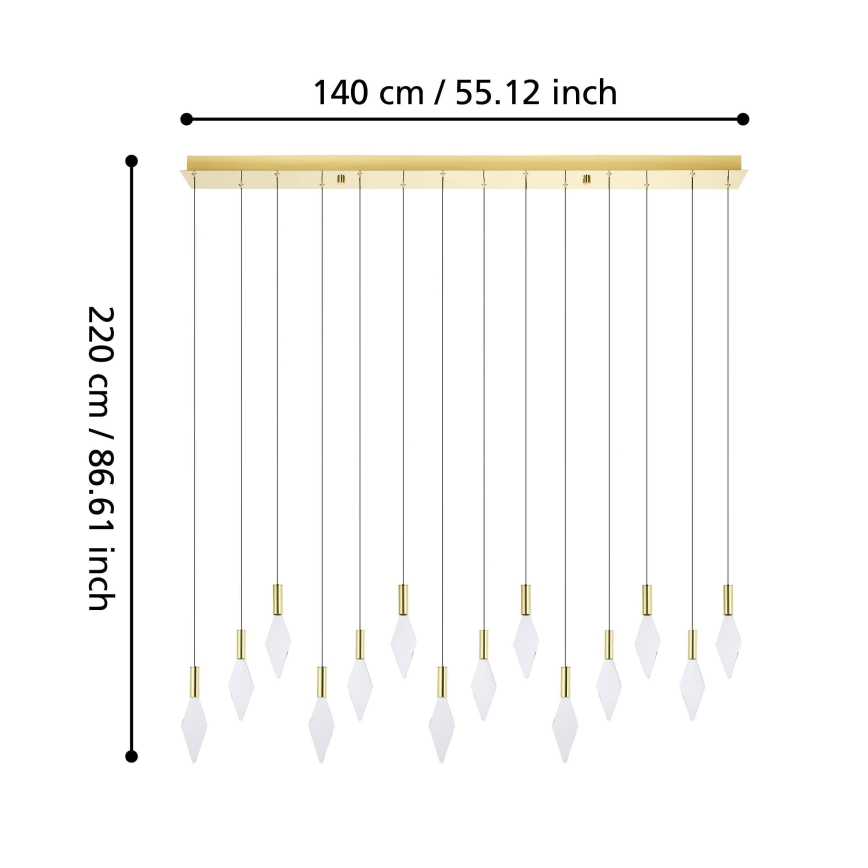Eglo - Lampadario a sospensione con filo LED dimmerabile 14xLED/3,3W/230V 3000K oro