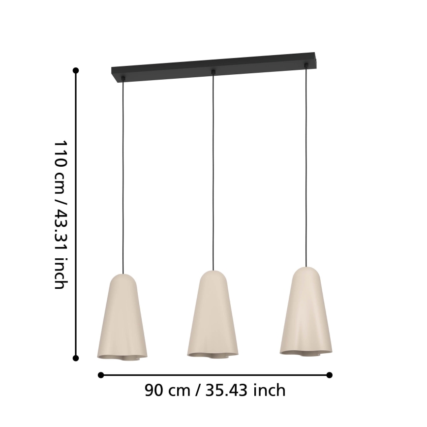 Eglo - Lampadario a sospensione con filo 3xE27/40W/230V beige