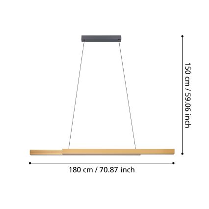 Eglo - Lampadario a sospensione con filo LED dimmerabile LED/21W/230V 3000K marrone