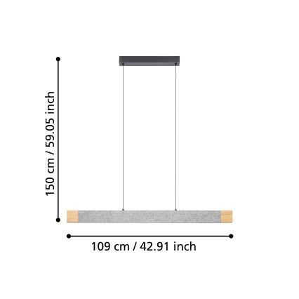 Eglo - Lampadario a sospensione con filo LED dimmerabile LED/22,2W/230V 3000K marrone/grigio