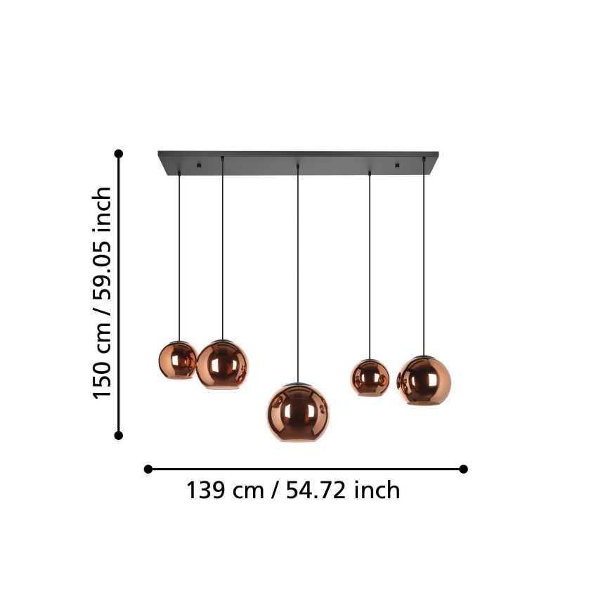 Eglo - Lampadario a sospensione con filo 5xE27/40W/230V rame