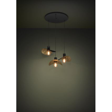 Eglo - Lampadario a sospensione con filo 3xE27/40W/230V nero/oro