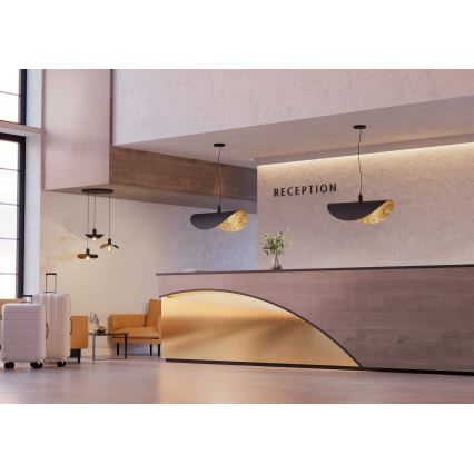 Eglo - Lampadario a sospensione con filo 3xE27/40W/230V nero/oro