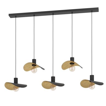 Eglo - Lampadario a sospensione con filo 5xE27/40W/230V nero/oro