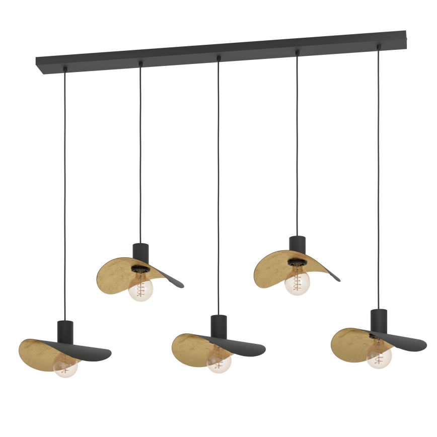 Eglo - Lampadario a sospensione con filo 5xE27/40W/230V nero/oro
