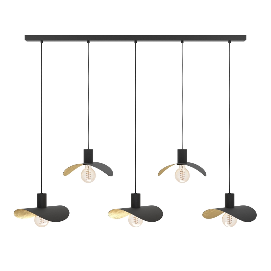 Eglo - Lampadario a sospensione con filo 5xE27/40W/230V nero/oro