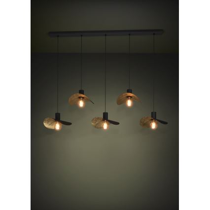 Eglo - Lampadario a sospensione con filo 5xE27/40W/230V nero/oro