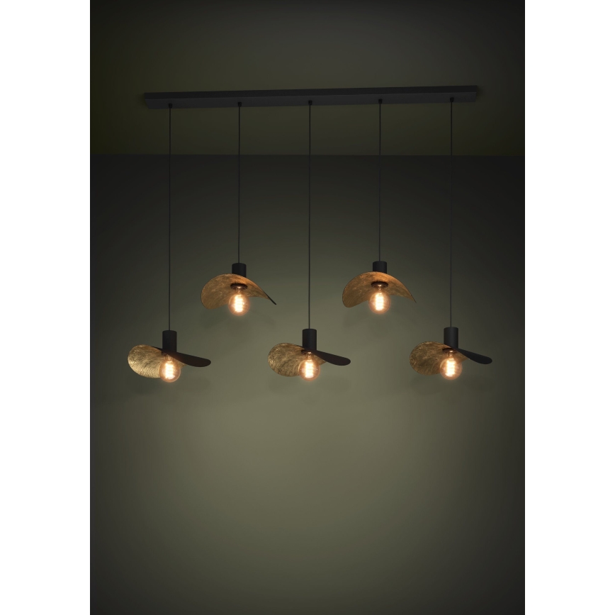 Eglo - Lampadario a sospensione con filo 5xE27/40W/230V nero/oro