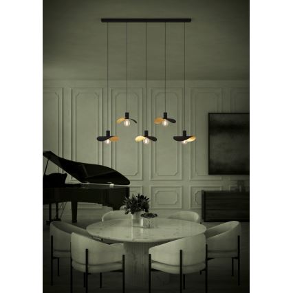 Eglo - Lampadario a sospensione con filo 5xE27/40W/230V nero/oro