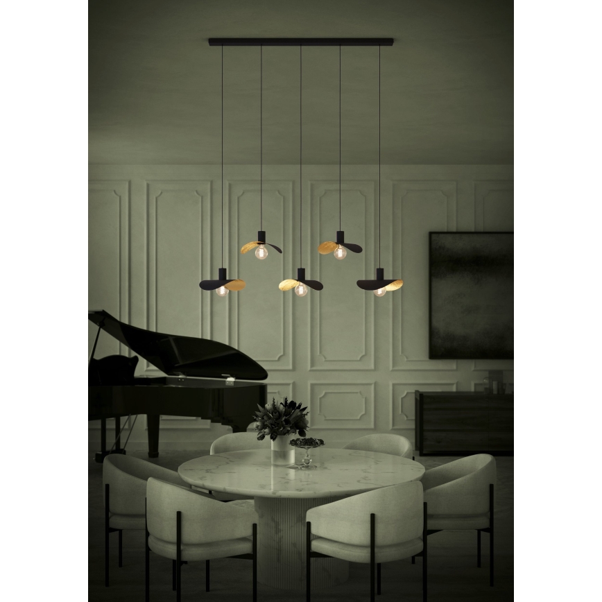 Eglo - Lampadario a sospensione con filo 5xE27/40W/230V nero/oro