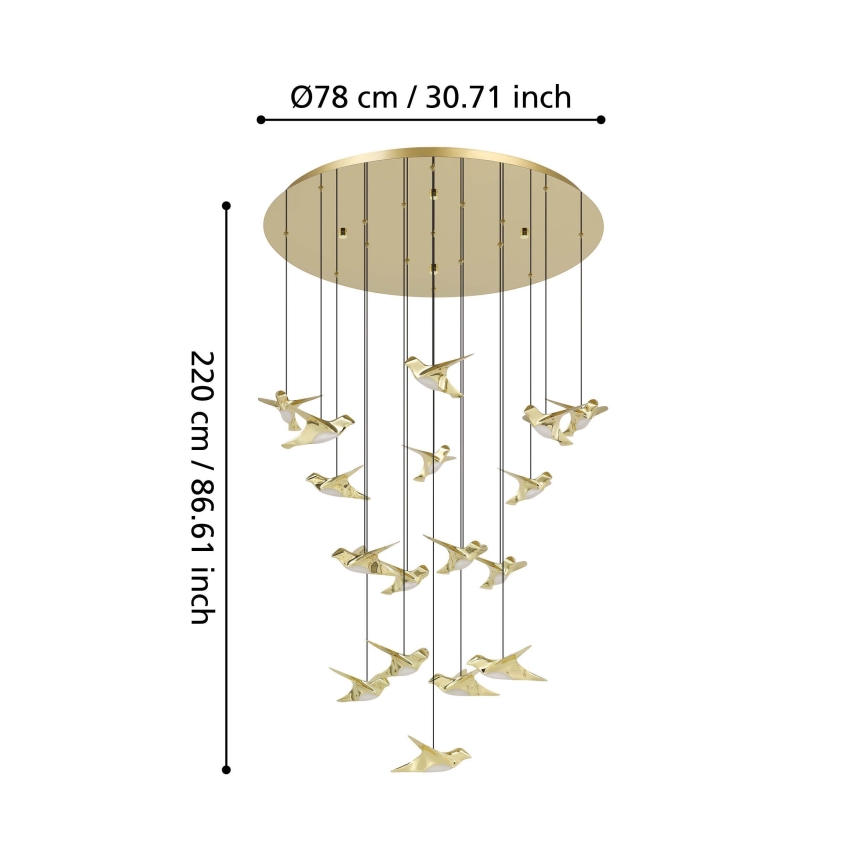 Eglo - Lampadario a sospensione con filo LED dimmerabile 17xLED/3W/230V 3000K oro