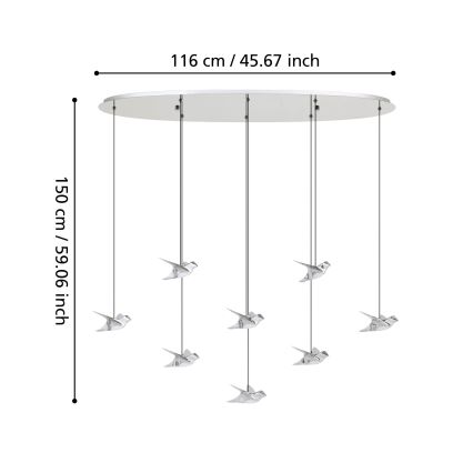 Eglo - Lampadario a sospensione con filo LED dimmerabile 8xLED/4,2W/230V 3000K cromo lucido