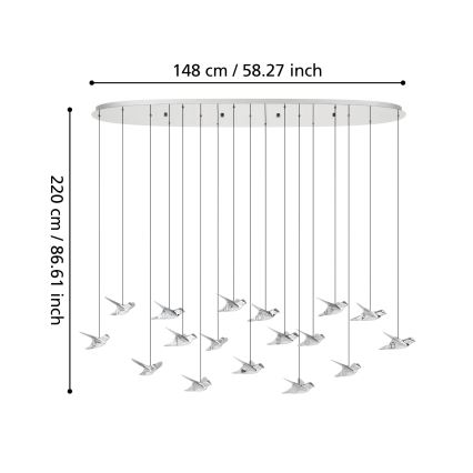 Eglo - Lampadario a sospensione con filo LED dimmerabile 17xLED/3W/230V 3000K cromo lucido