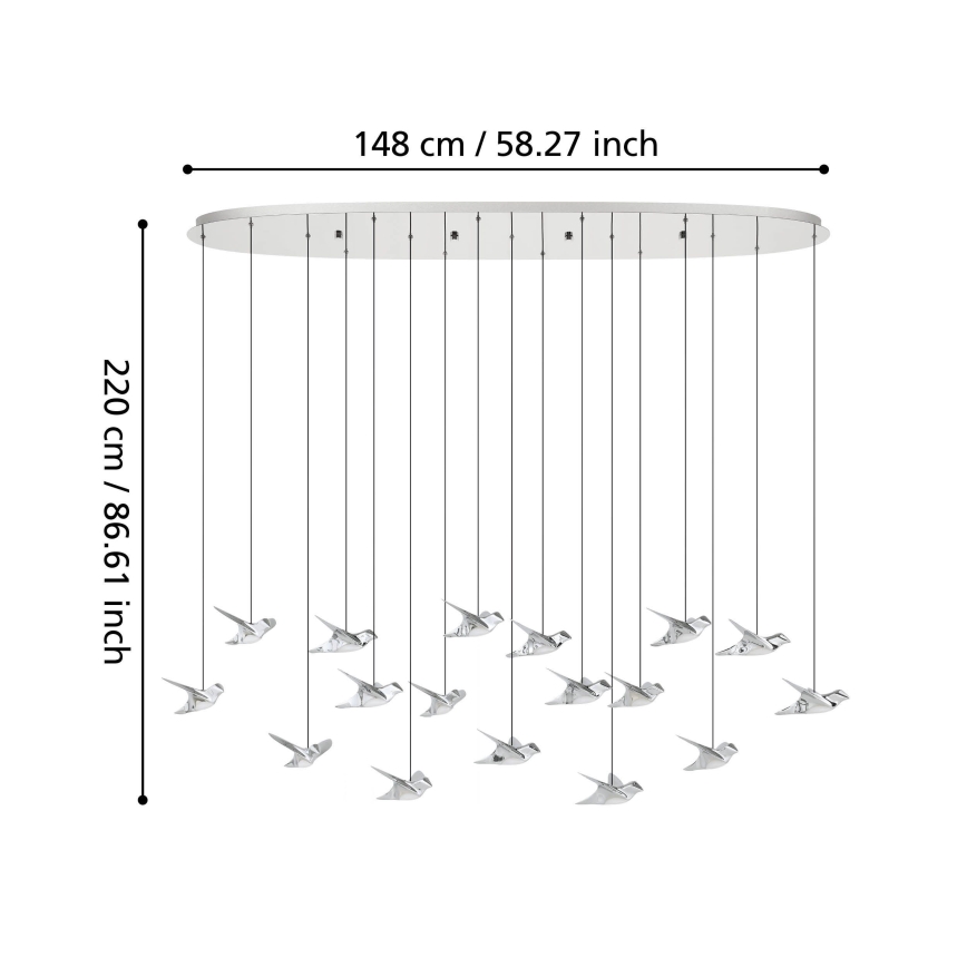 Eglo - Lampadario a sospensione con filo LED dimmerabile 17xLED/3W/230V 3000K cromo lucido