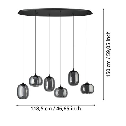 Eglo - Lampadario a sospensione con filo LED dimmerabile 6xLED/3,7W/230V 2700-6500K fumé + telecomando