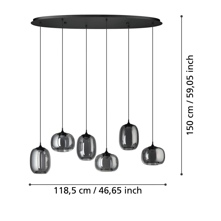 Eglo - Lampadario a sospensione con filo LED dimmerabile 6xLED/3,7W/230V 2700-6500K fumé + telecomando