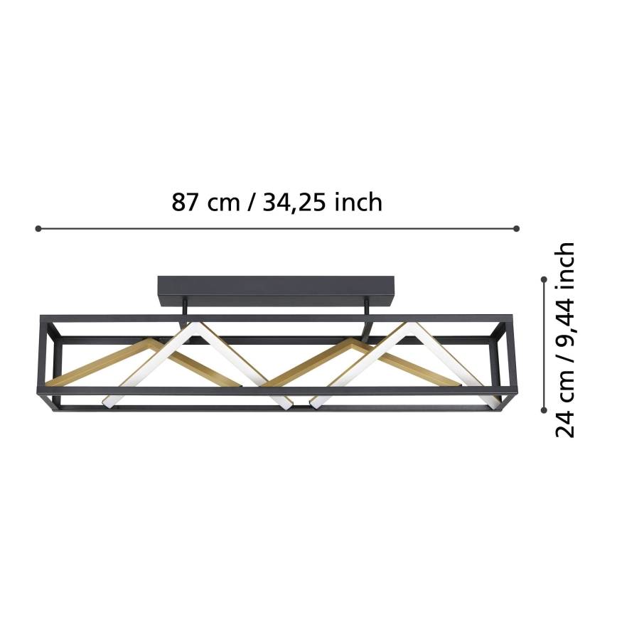 Eglo - Lampadario a plafone LED dimmerabile LED/45W/230V 2700-6500K nero/oro + telecomando