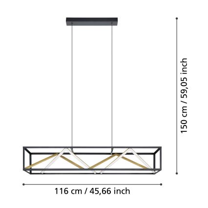 Eglo - Lampadario a sospensione con filo LED dimmerabile LED/46W/230V 2700-6500K nero/oro + telecomando