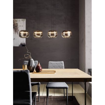 Eglo - Lampada a sospensione dimmerabile su cavo 4xLED/5,8W/230V nero/fumé