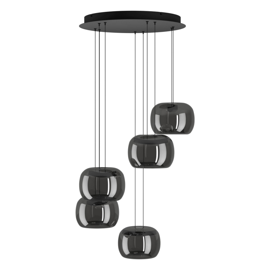 Eglo - Lampadario dimmerabile a sospensione su cavo 5xLED/5,8W/230V nero/fumé