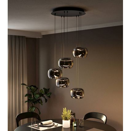 Eglo - Lampadario dimmerabile a sospensione su cavo 5xLED/5,8W/230V nero/fumé