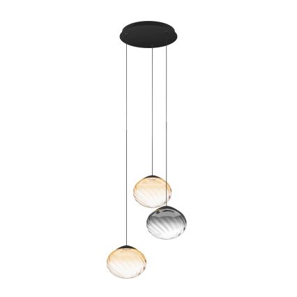 Eglo - Lampadario LED dimmerabile a sospensione con cavo 3xLED/5,8W/230V 2200-6500K nero/beige/fumé + telecomando