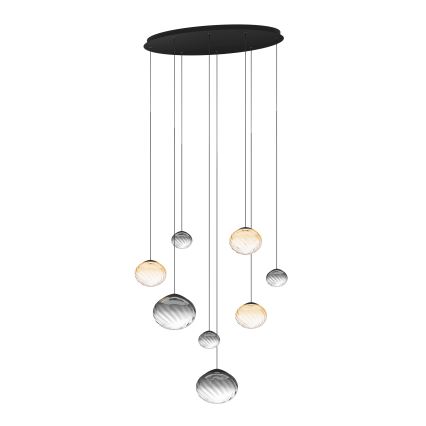 Eglo - Lampadario LED dimmerabile a sospensione su cavo 8xLED/5,8W/230V 2200-6500K nero/beige/fumé + telecomando