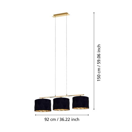Eglo Stars of Light 39225 - Lampadario a sospensione con cavo DOLORITA 3xE27/60W/230V
