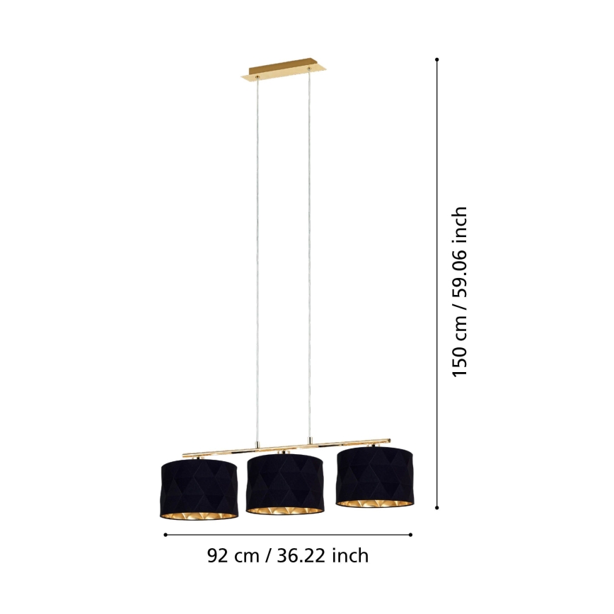 Eglo Stars of Light 39225 - Lampadario a sospensione con cavo DOLORITA 3xE27/60W/230V