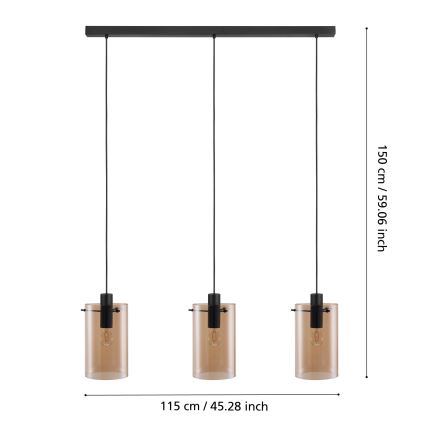 Eglo - Lampadario su filo 3xE27/40W/230V