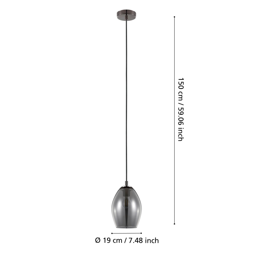 Eglo - Lampadario a sospensione con filo 1xE27/60W/230V fumé