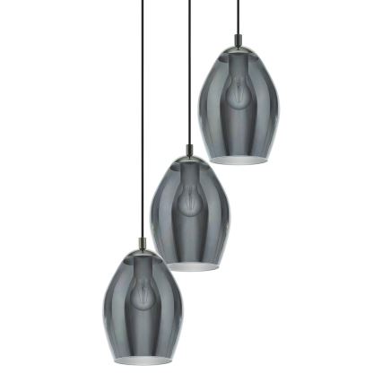 Eglo - Lampadario a sospensione con filo 3xE27/60W/230V fumé