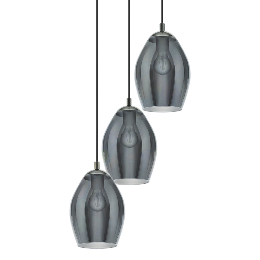 Eglo - Lampadario a sospensione con filo 3xE27/60W/230V fumé