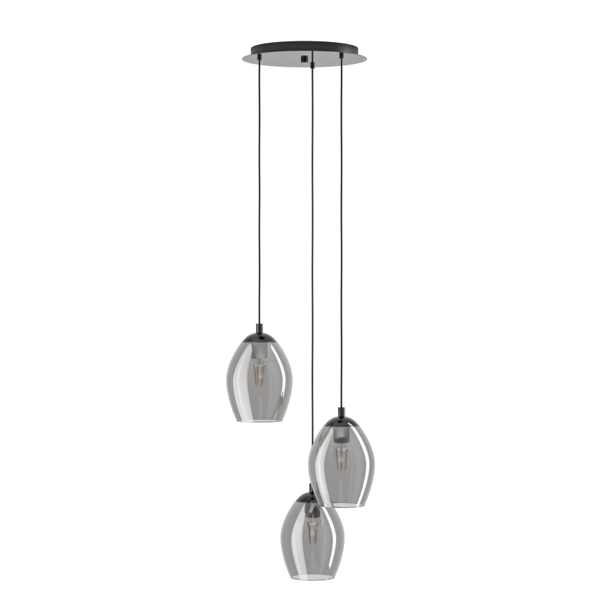 Eglo - Lampadario a sospensione con filo 3xE27/60W/230V fumé
