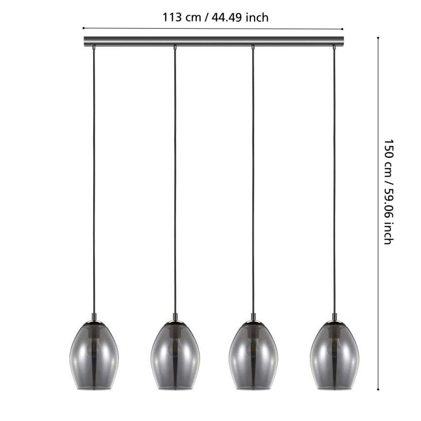 Eglo - Lampadario a sospensione con filo 4xE27/60W/230V fumé