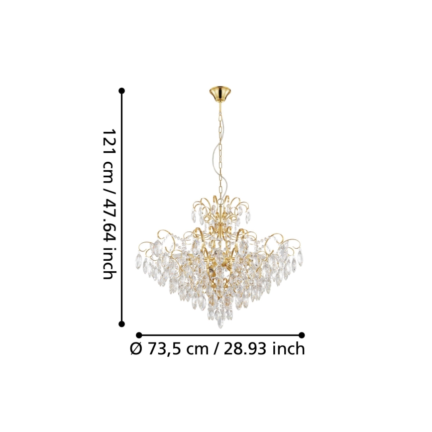 Eglo - Lampadario su catena 9xE14/25W/230V dorato