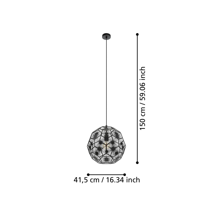 Eglo - Lampadario a sospensione con filo 1xE27/60W/230V diametro 41 cm nero