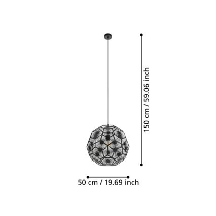 Eglo 39619 - Lampadario a sospensione con filo 1xE27/60W/230V diametro 50 cm nero