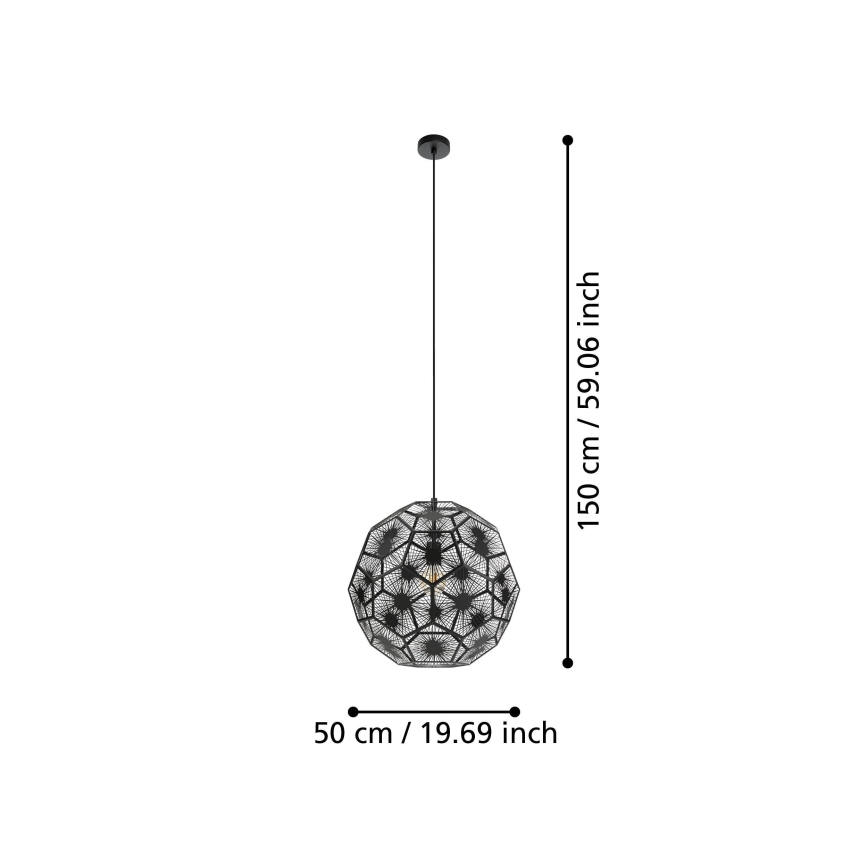 Eglo 39619 - Lampadario a sospensione con filo 1xE27/60W/230V diametro 50 cm nero