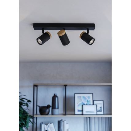 Eglo - Faretto LED 3xGU10/4,5W/230V 3000K nero/marrone