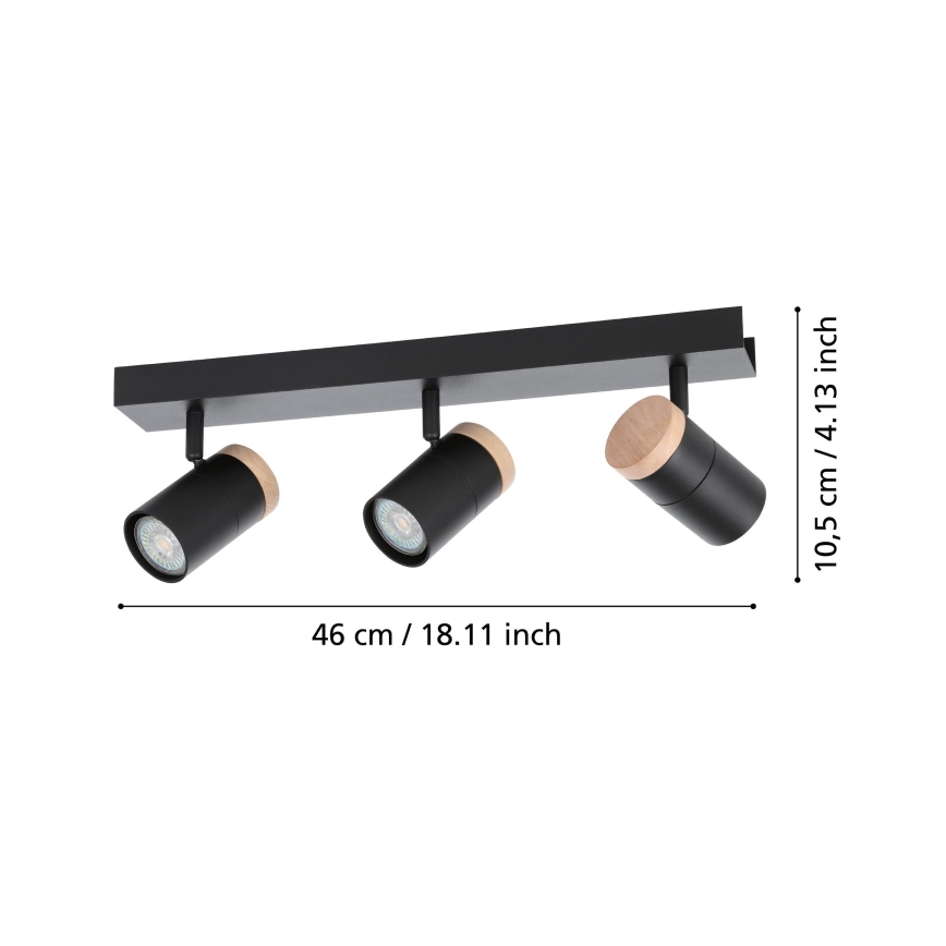 Eglo - Faretto LED 3xGU10/4,5W/230V 3000K nero/marrone