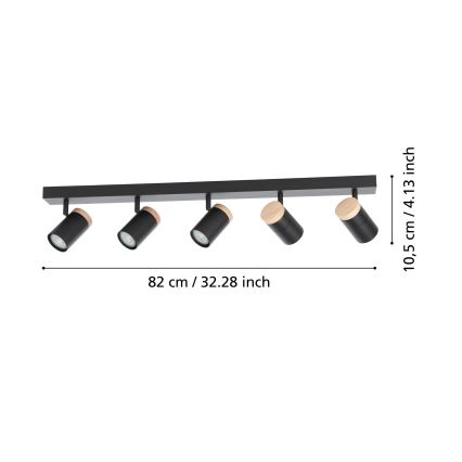 Eglo - Faretto LED 5xGU10/4,5W/230V 3000K nero/marrone