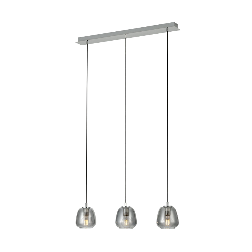 Eglo - Lampadario a sospensione con filo 3xE27/40W/230V fumé