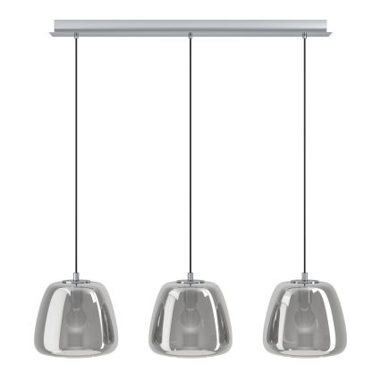 Eglo - Lampadario a sospensione con filo 3xE27/40W/230V fumé