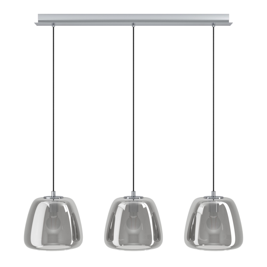 Eglo - Lampadario a sospensione con filo 3xE27/40W/230V fumé