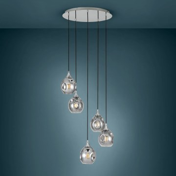 Eglo 39682 - Lampadario a sospensione BREGALLA con cavo 5xE27/40W/230V nero/fumé