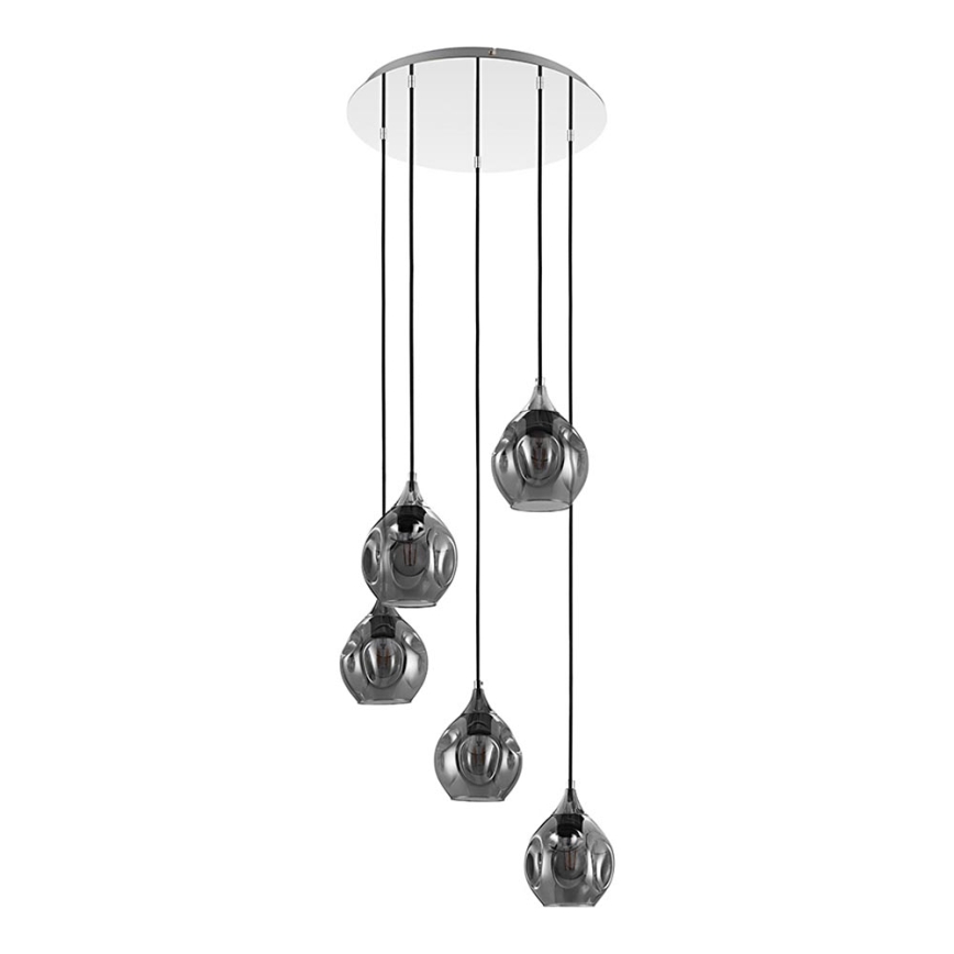 Eglo 39682 - Lampadario a sospensione BREGALLA con cavo 5xE27/40W/230V nero/fumé