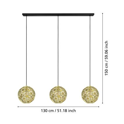 Eglo - Lampadario su filo 3xE27/60W/230V